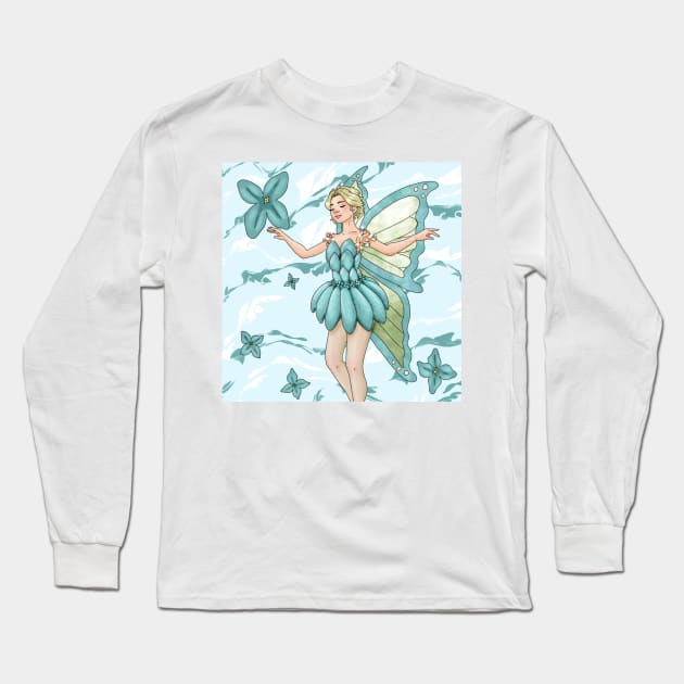 Blue Lilac Fairy Long Sleeve T-Shirt by LonePokemo